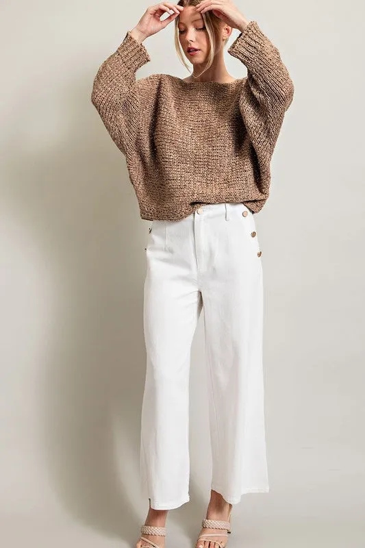 Bohemian Mocha Loose Fit Knit Pullover Sweater