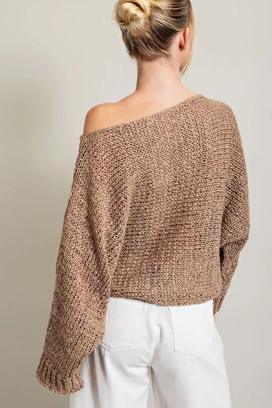 Bohemian Mocha Loose Fit Knit Pullover Sweater