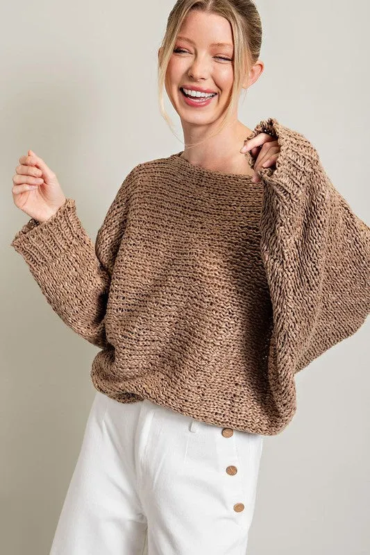 Bohemian Mocha Loose Fit Knit Pullover Sweater