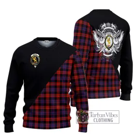 Broun Modern Tartan Ugly Sweater with Family Crest and Military Logo Style