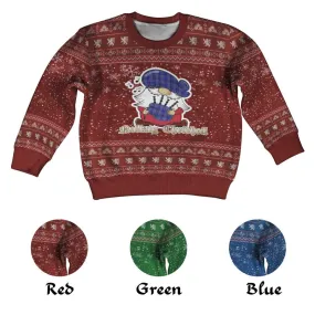 Bryson Clan Christmas Kid Ugly Sweater with Gnome Playing Bagpipes