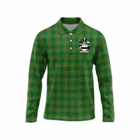 Burt Irish Clan Tartan Long Sleeve Polo Shirt with Coat of Arms