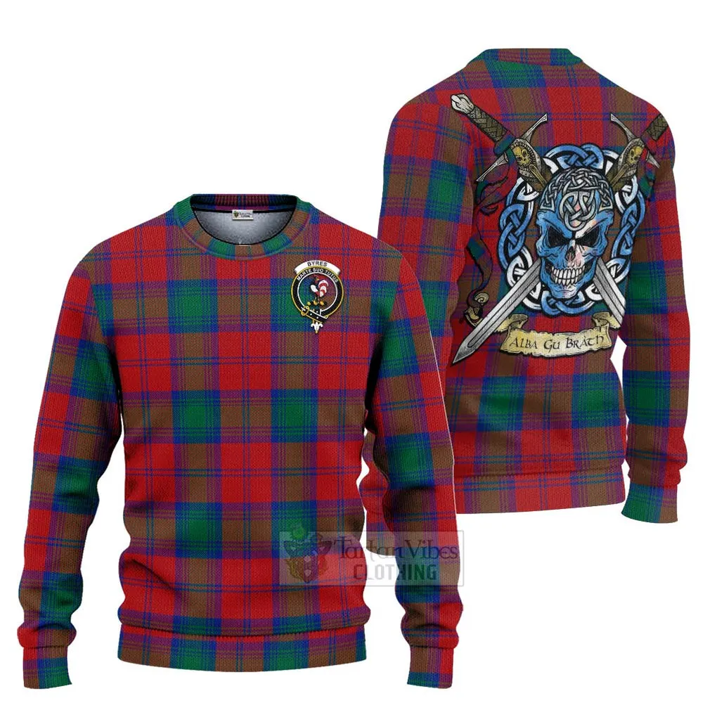 Byres (Byses) Tartan Ugly Sweater with Family Crest Celtic Skull Style