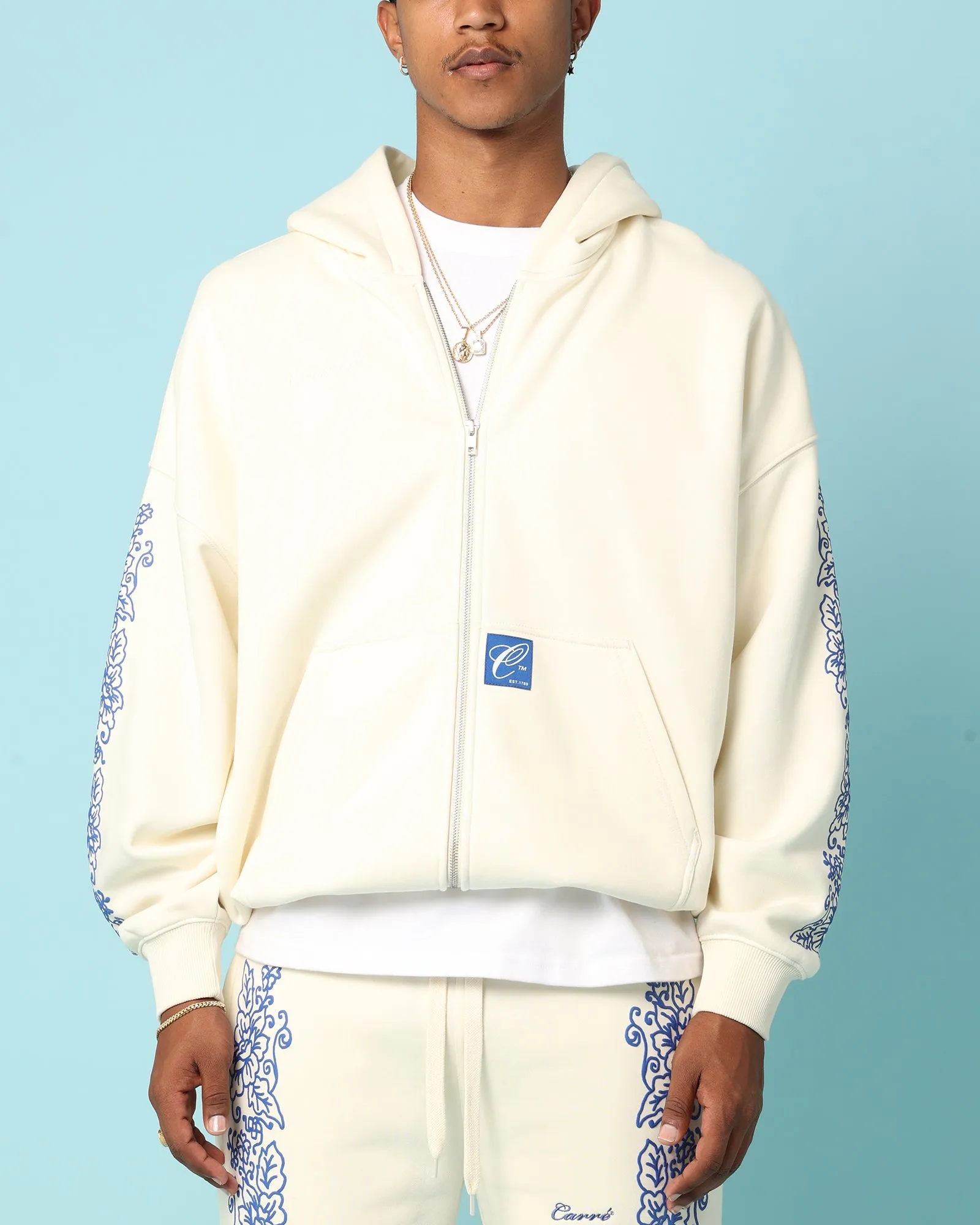 Carré Botanical Zip Up Hoodie Off White