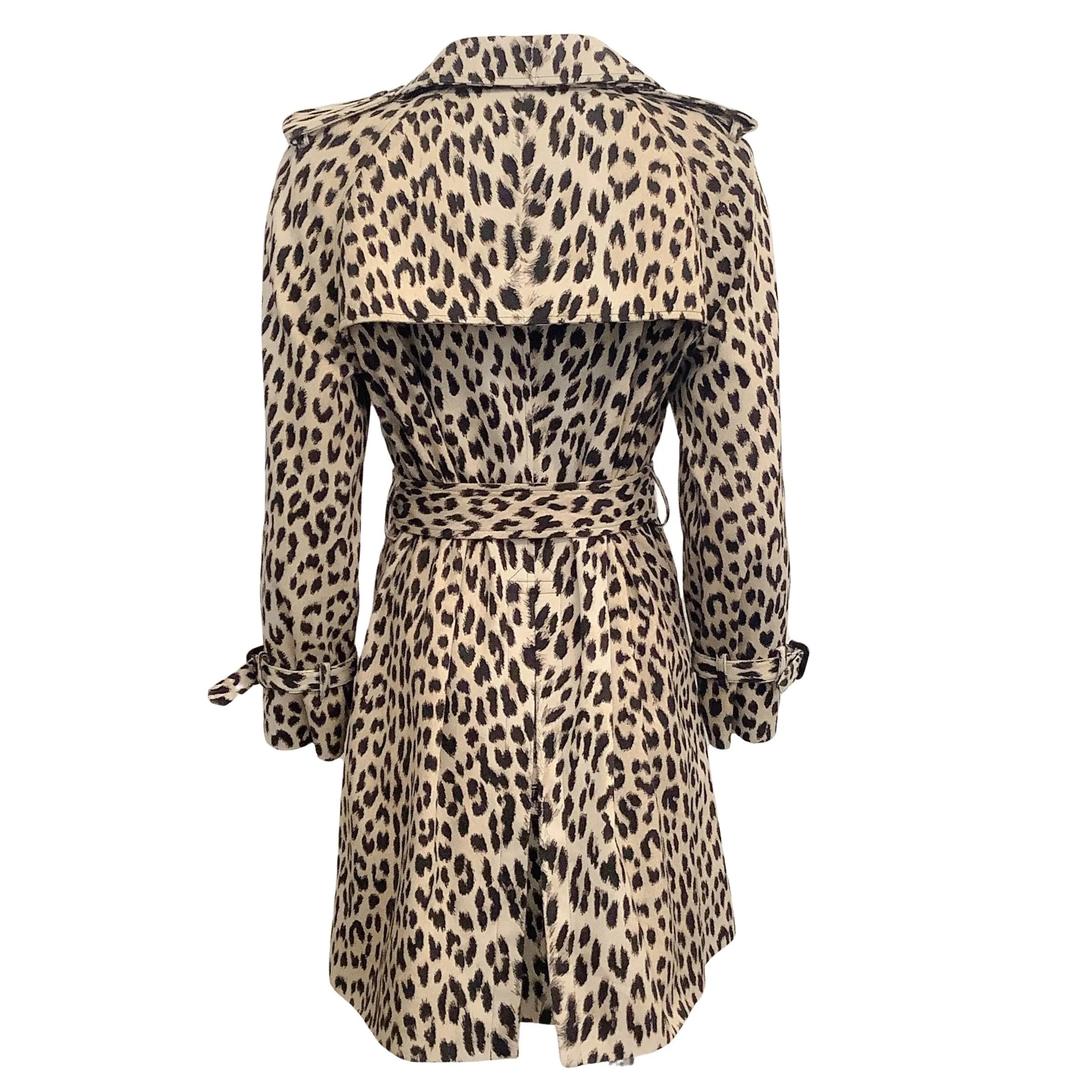 Celine Cotton Twill Leopard Print Short Trench Coat