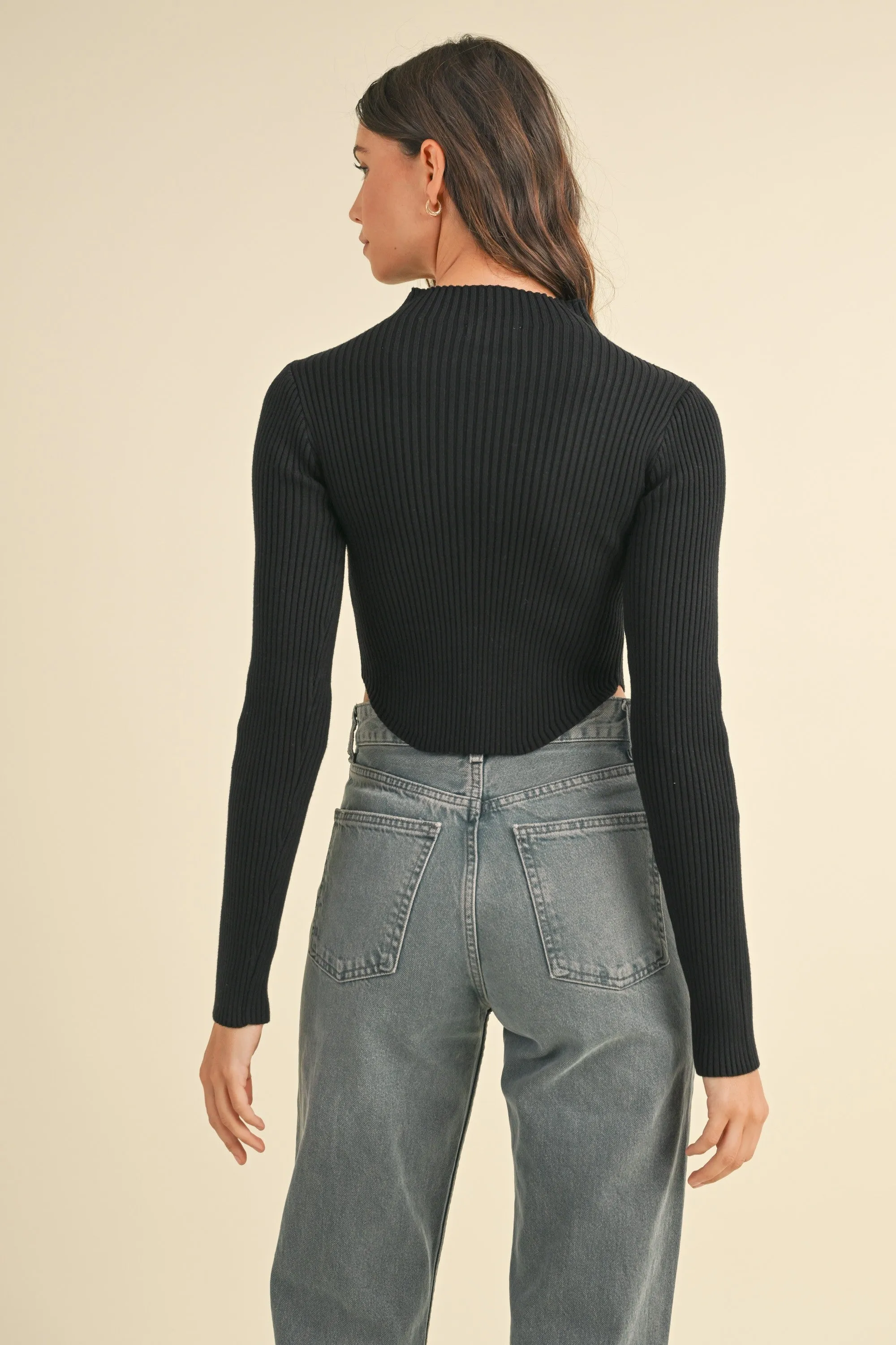 Changing Season Long Sleeve Mock Neck Top - Black