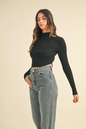 Changing Season Long Sleeve Mock Neck Top - Black