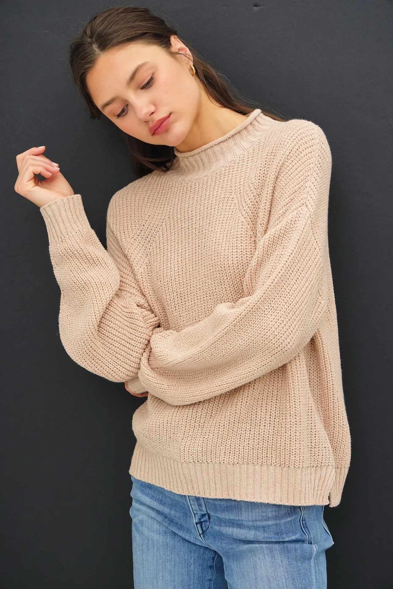 Chunky Knit Mock Neck Sweater