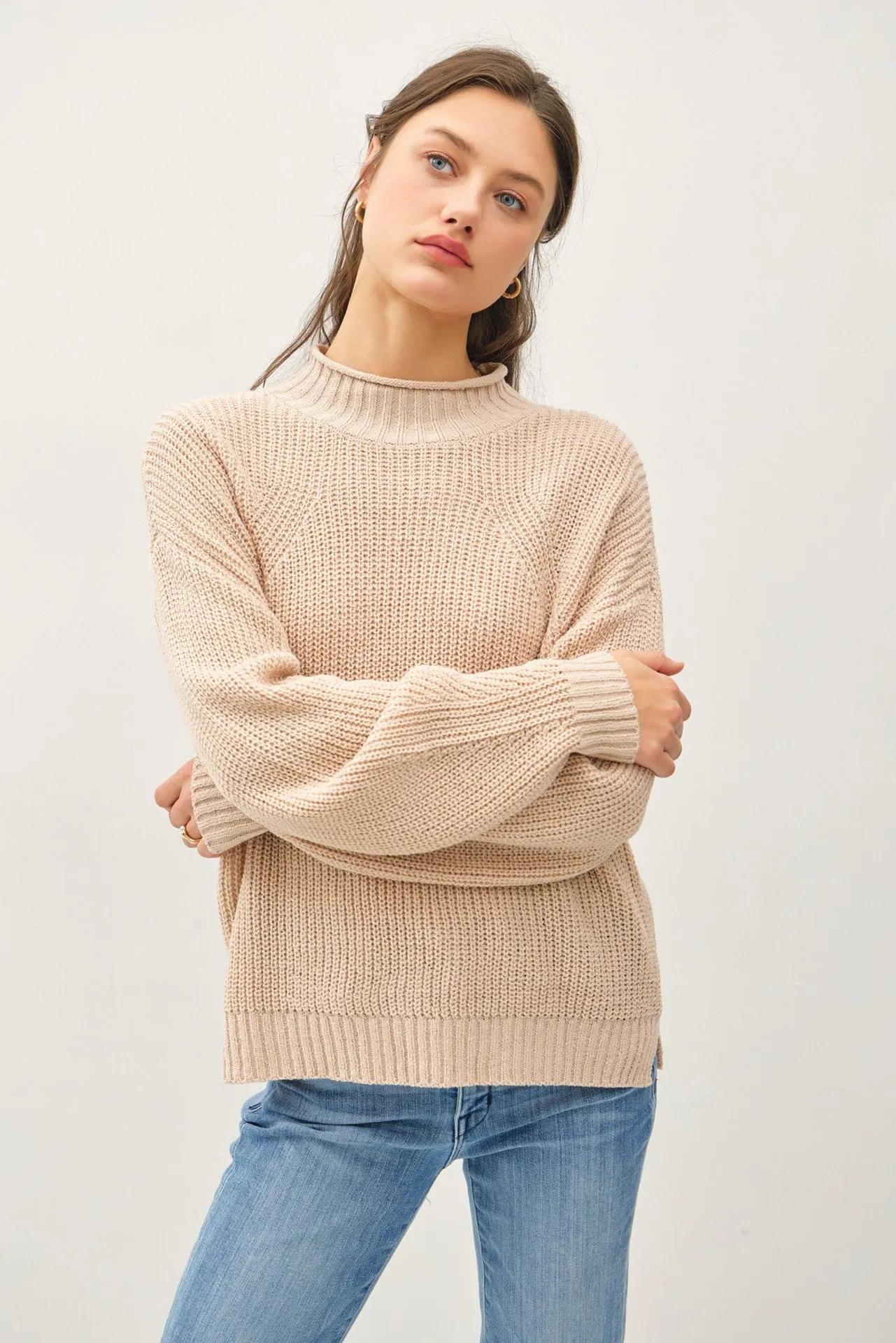 Chunky Knit Mock Neck Sweater