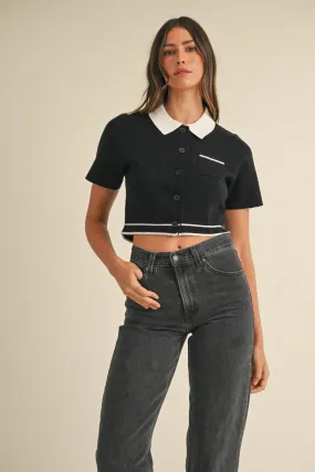 COLLARED CROP SWEATER