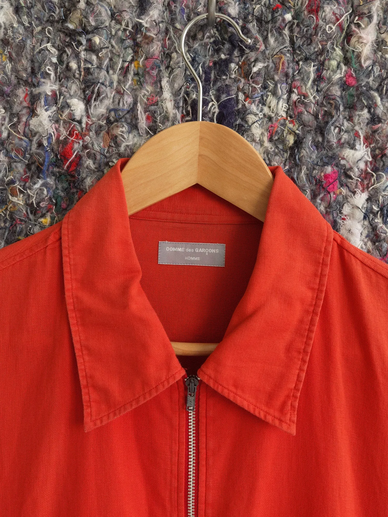 Comme des Garcons Homme 1997 red cotton drawstring hem zip jacket - approx M