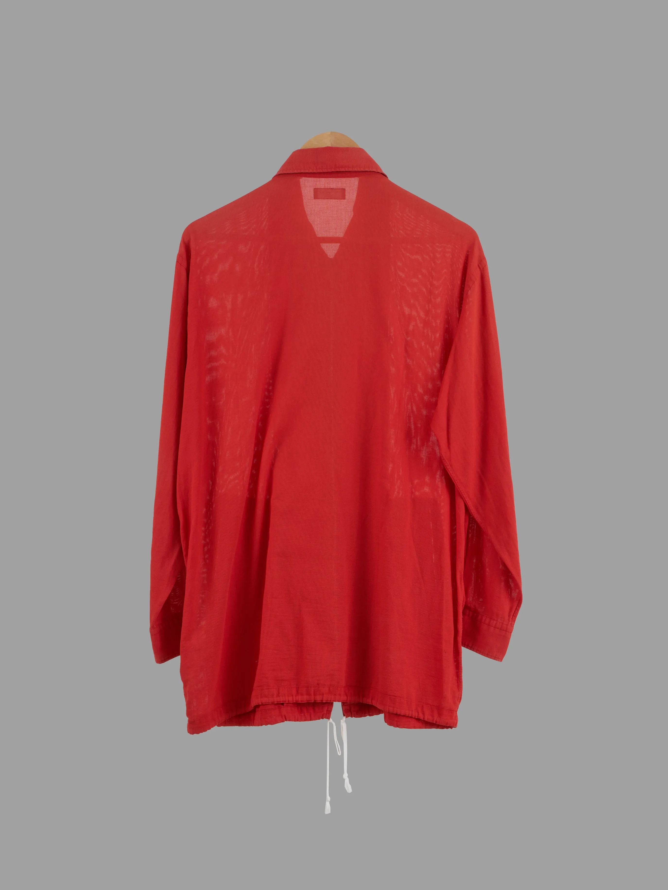 Comme des Garcons Homme 1997 red cotton drawstring hem zip jacket - approx M