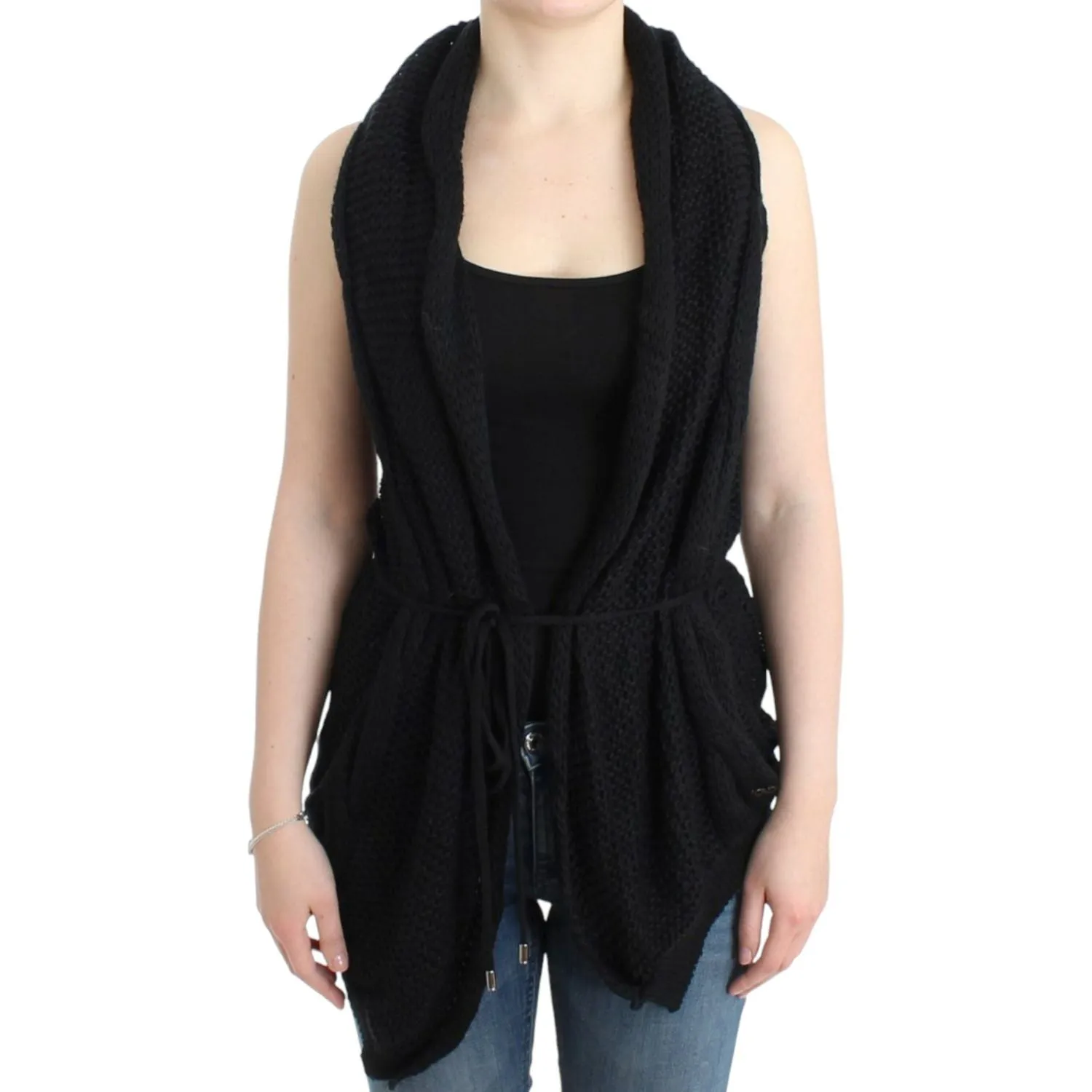 Costume National Chic Sleeveless Knitted Vest Cardigan