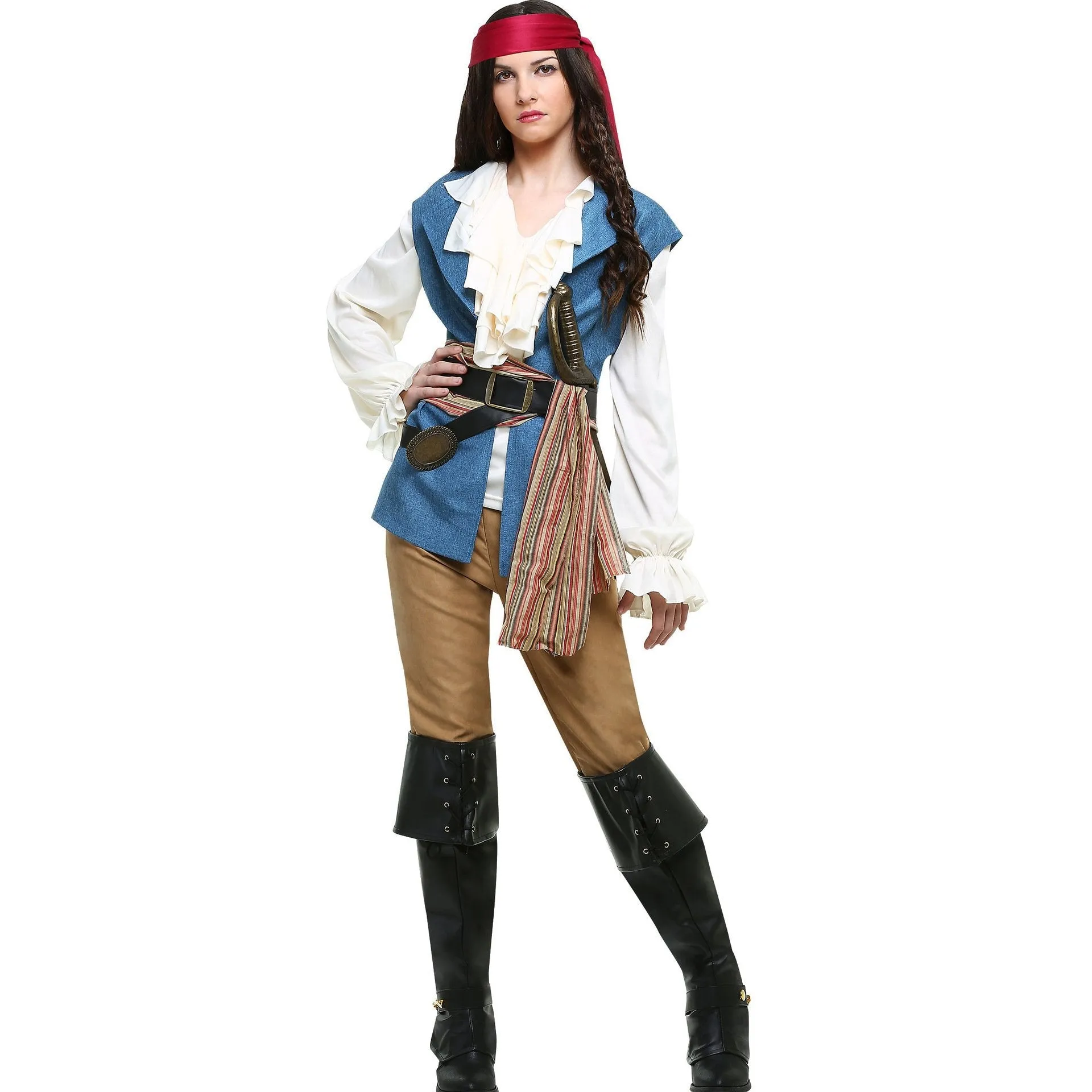 Couples Caribbean Captain Pirate Outfit Cosplay Costumes Fancy Dress Halloween Adult