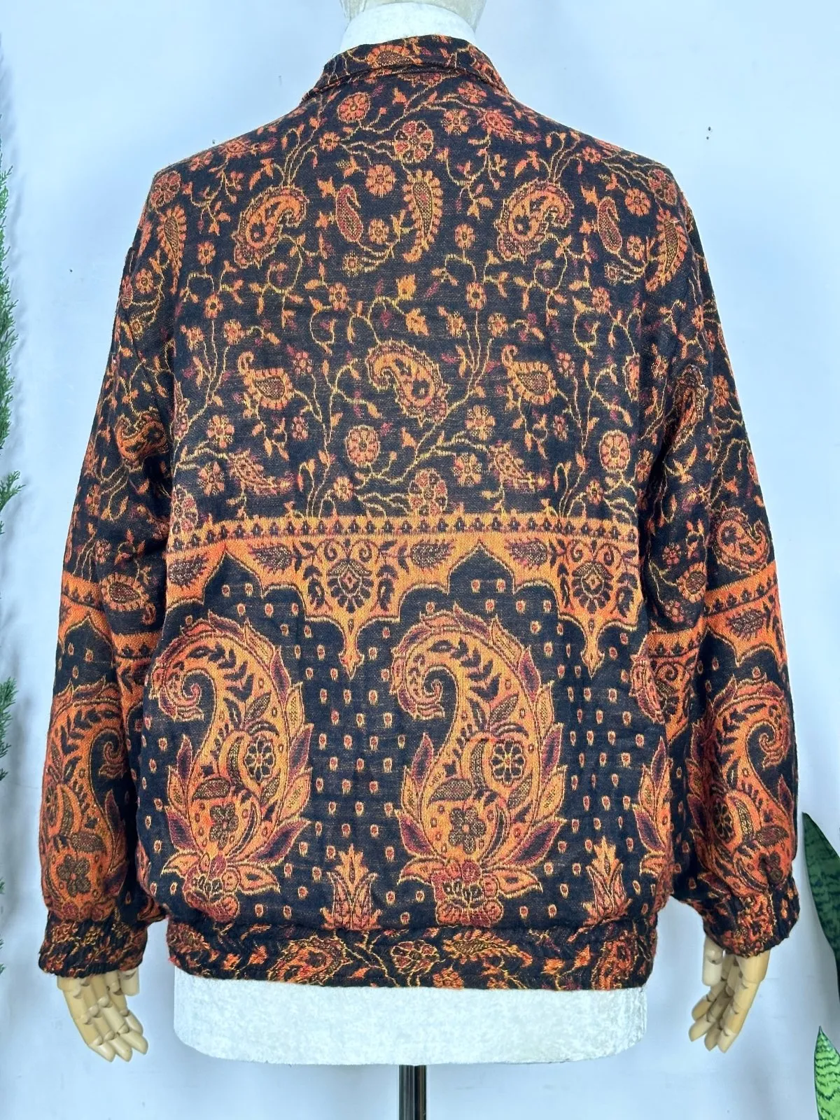 Cozy Yak Wool Blend Bomber Bolero Jacket | Warm Comfy Soft Winter Fashion Casual Party Wear | Boho Chic Paisley Floral Black Rust Jacket