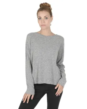 Crown of Edinburgh Cashmere Women's Cashmere Boatneck Sweater for Women in Grigio Peltro - L