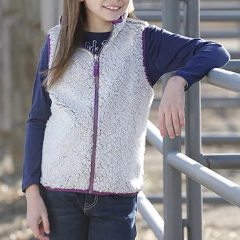 Cruel Girl Kids Purple Striped Sherpa Vest