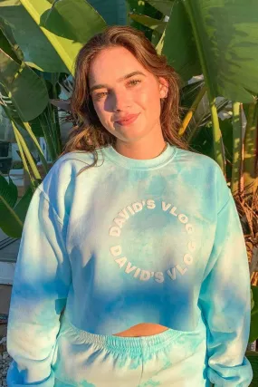 David Dobrik Blue Cloud Crop Crewneck