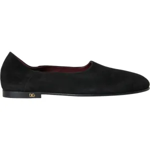 Dolce & Gabbana Black Suede Loafers Formal Dress Slip On Shoes