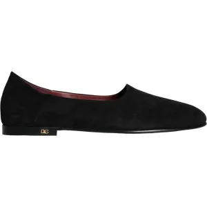 Dolce & Gabbana Black Suede Loafers Formal Slip On Shoes