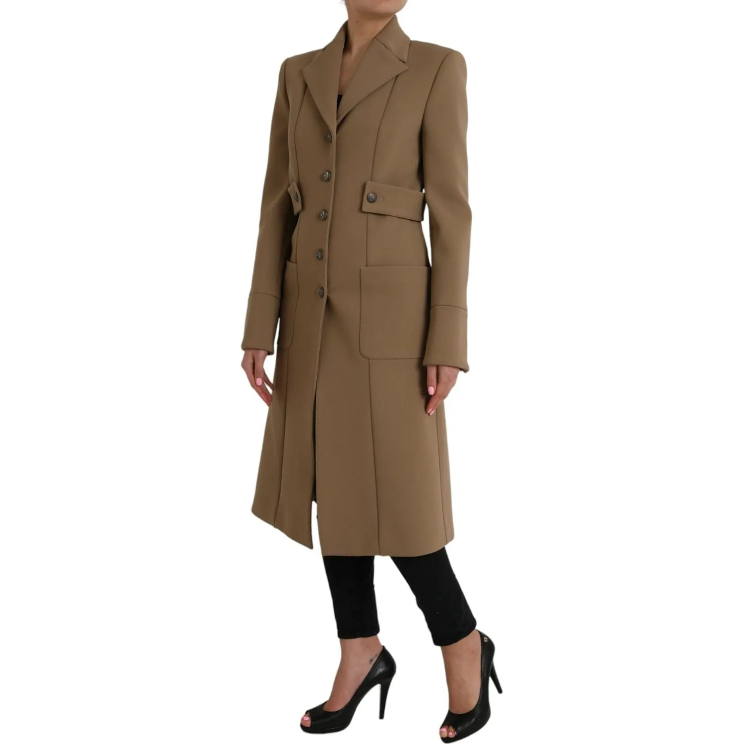 Dolce & Gabbana Brown Button Down Long Trench Coat Jacket