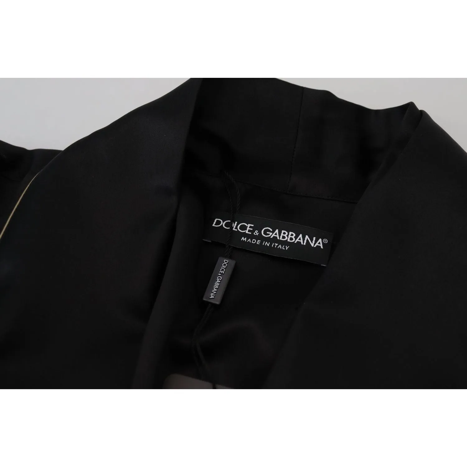 Dolce & Gabbana Elegant Black Silk Long Robe Coat