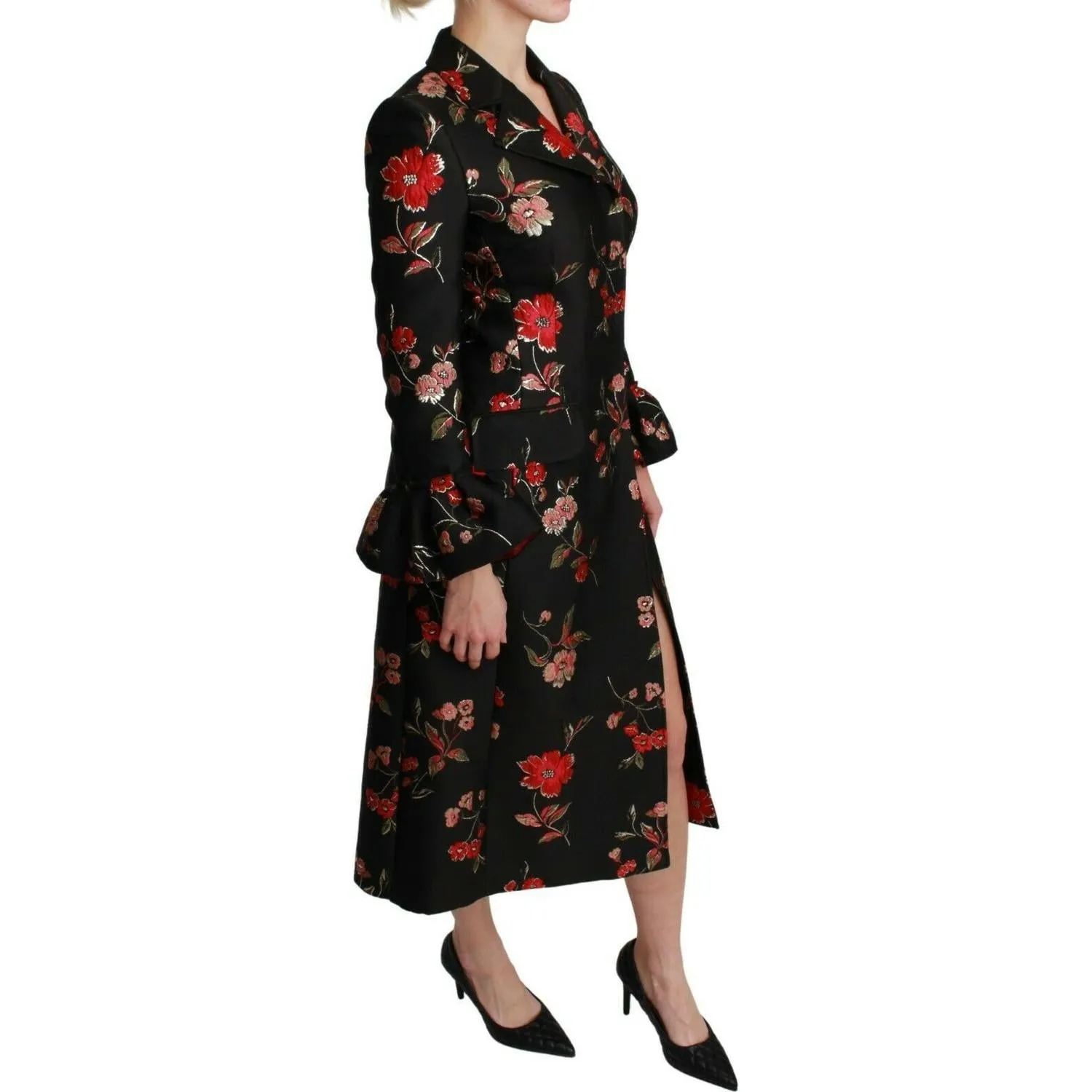 Dolce & Gabbana Elegant Floral Embroidered Trench Coat