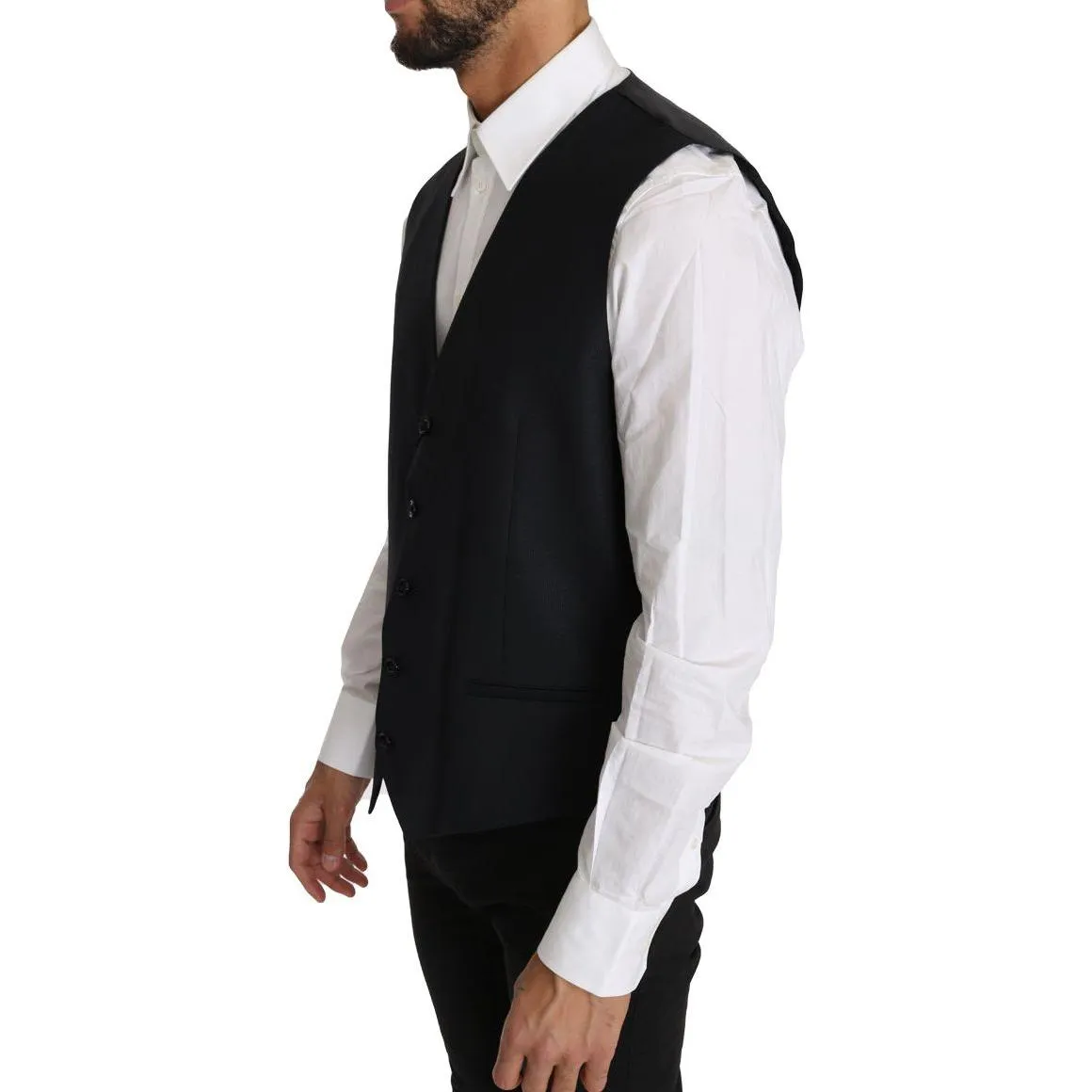 Dolce & Gabbana Elegant Gray Slim-Fit Wool-Silk Vest