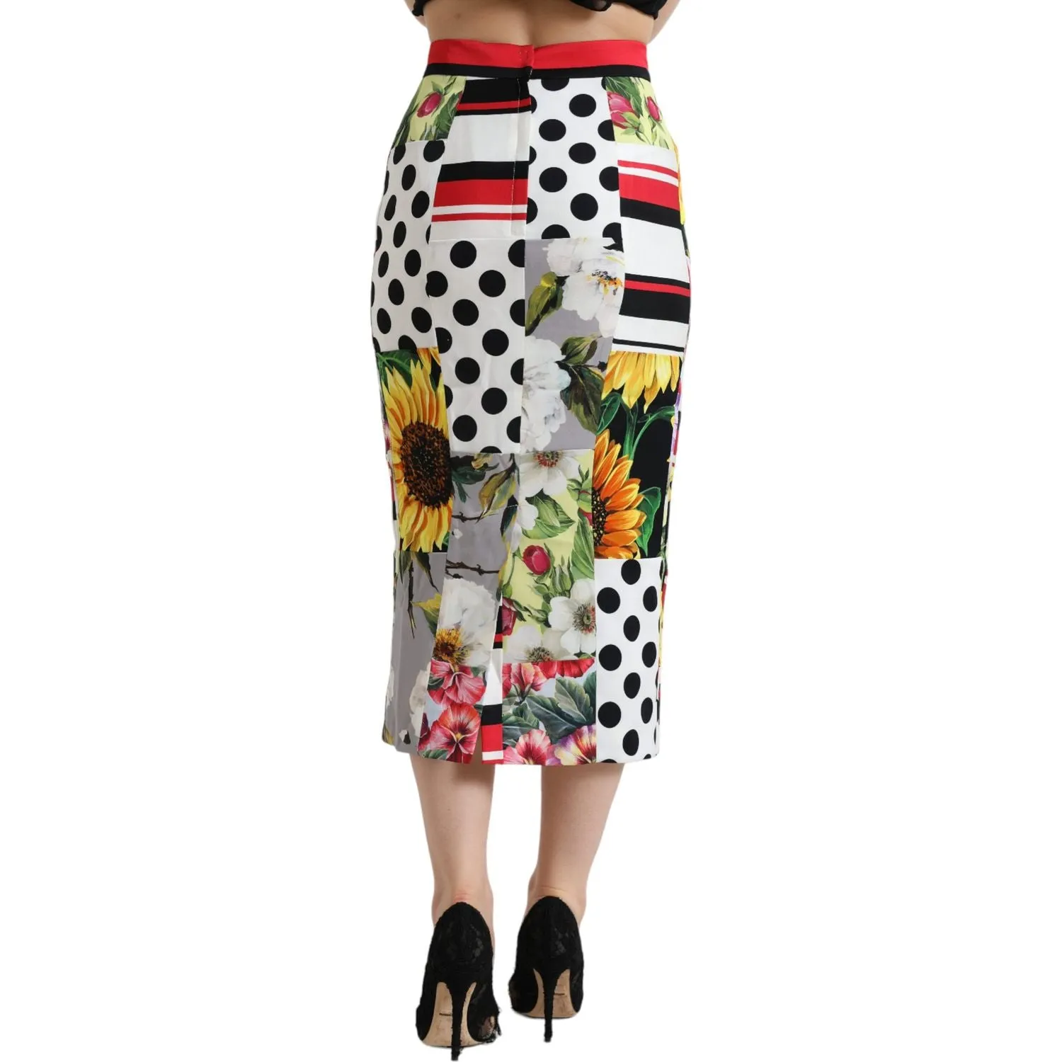 Dolce & Gabbana Glamorous High Waist Patchwork Midi Skirt