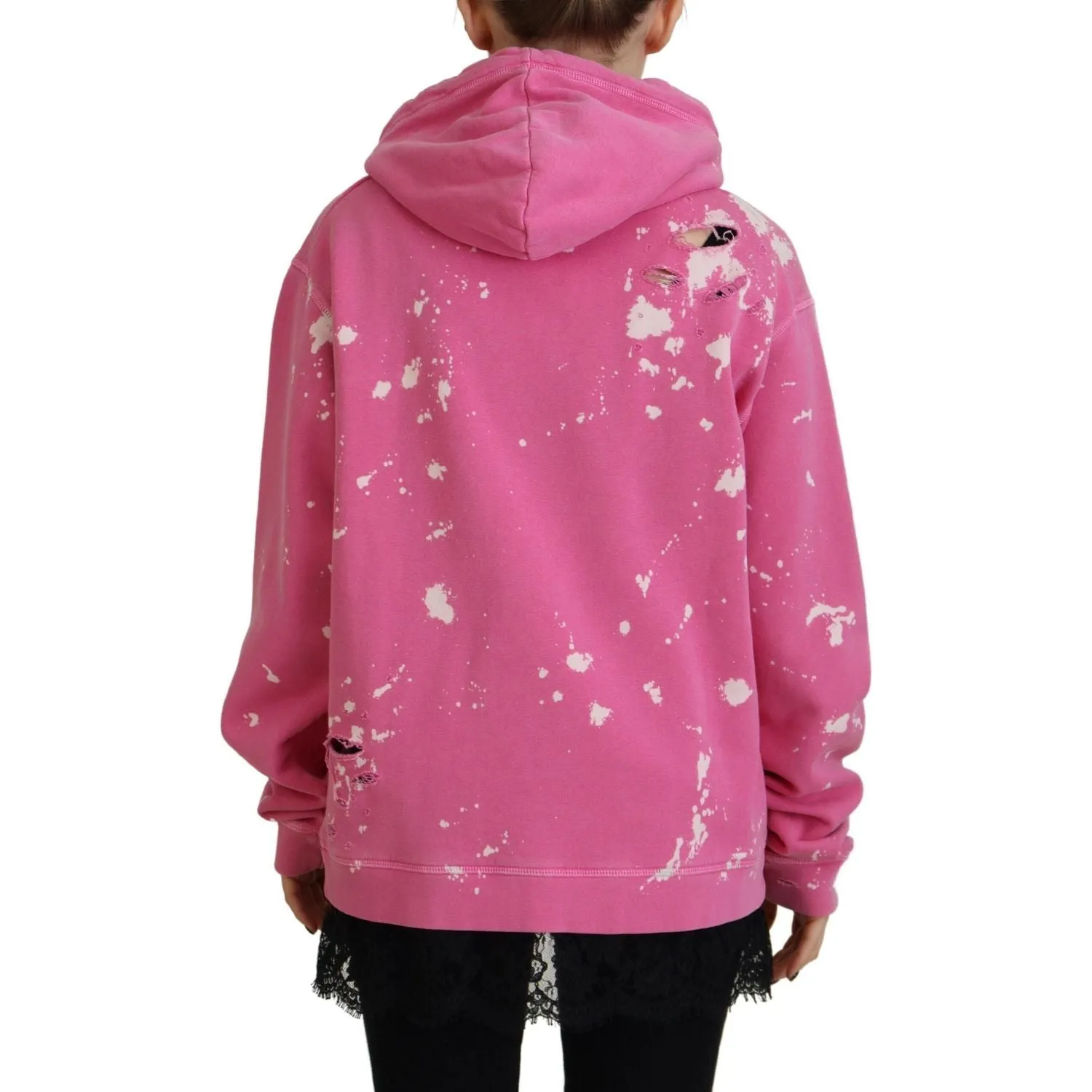 Dsquared² Pink Logo Print Cotton Hoodie Sweatshirt Sweater