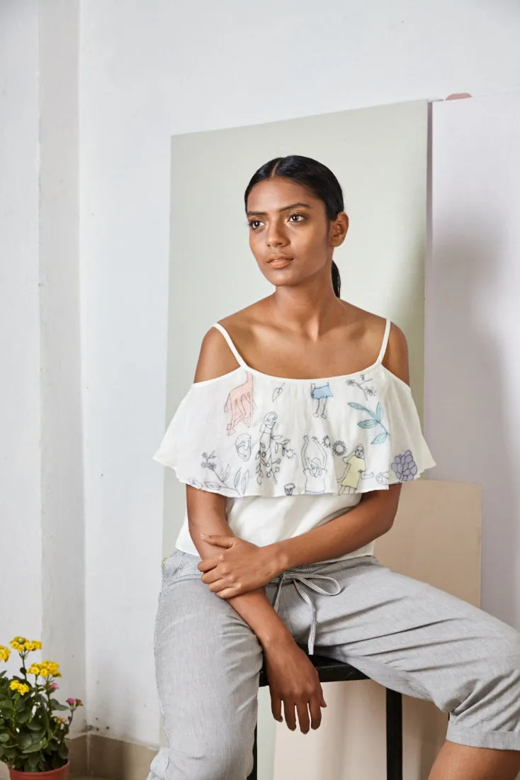 Embroidered white Top