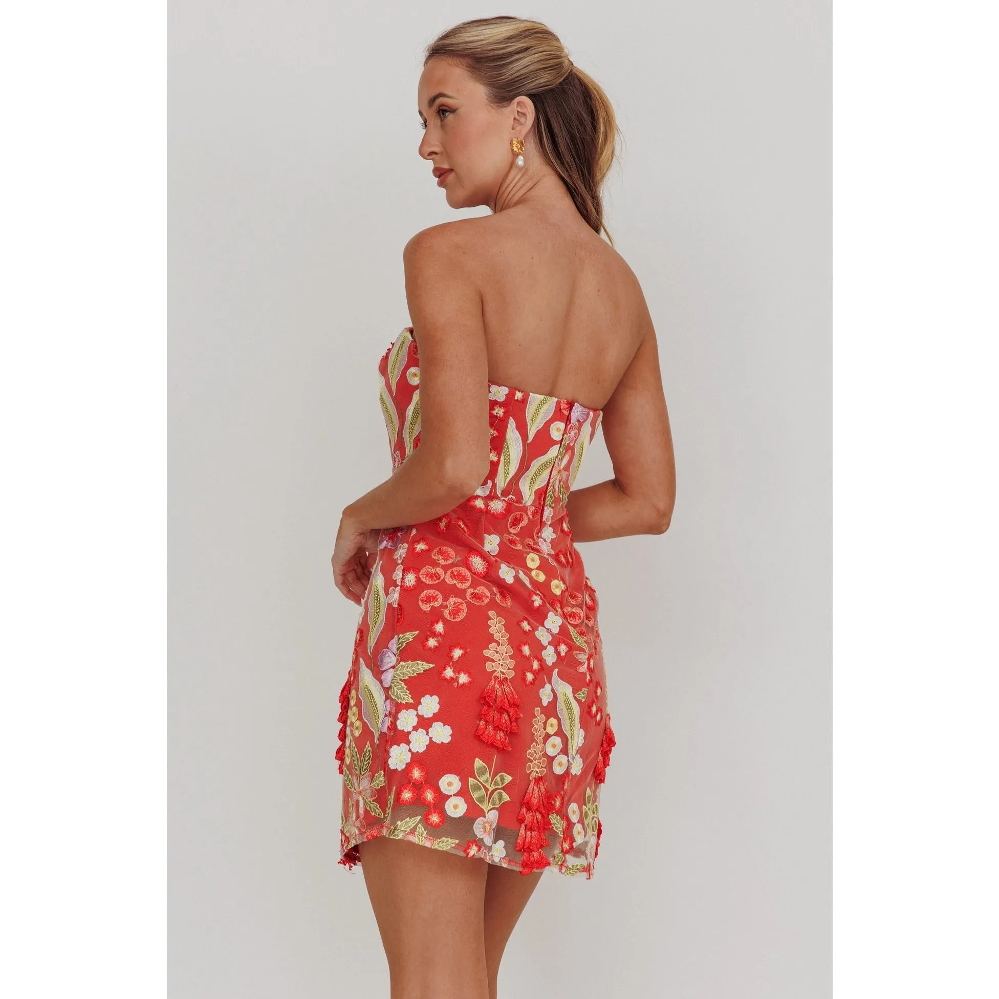 Embroidery Jacquard Floral Mini Dress