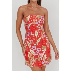 Embroidery Jacquard Floral Mini Dress