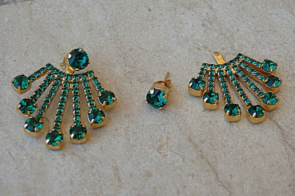 Emerald Ear Jacket Earrings