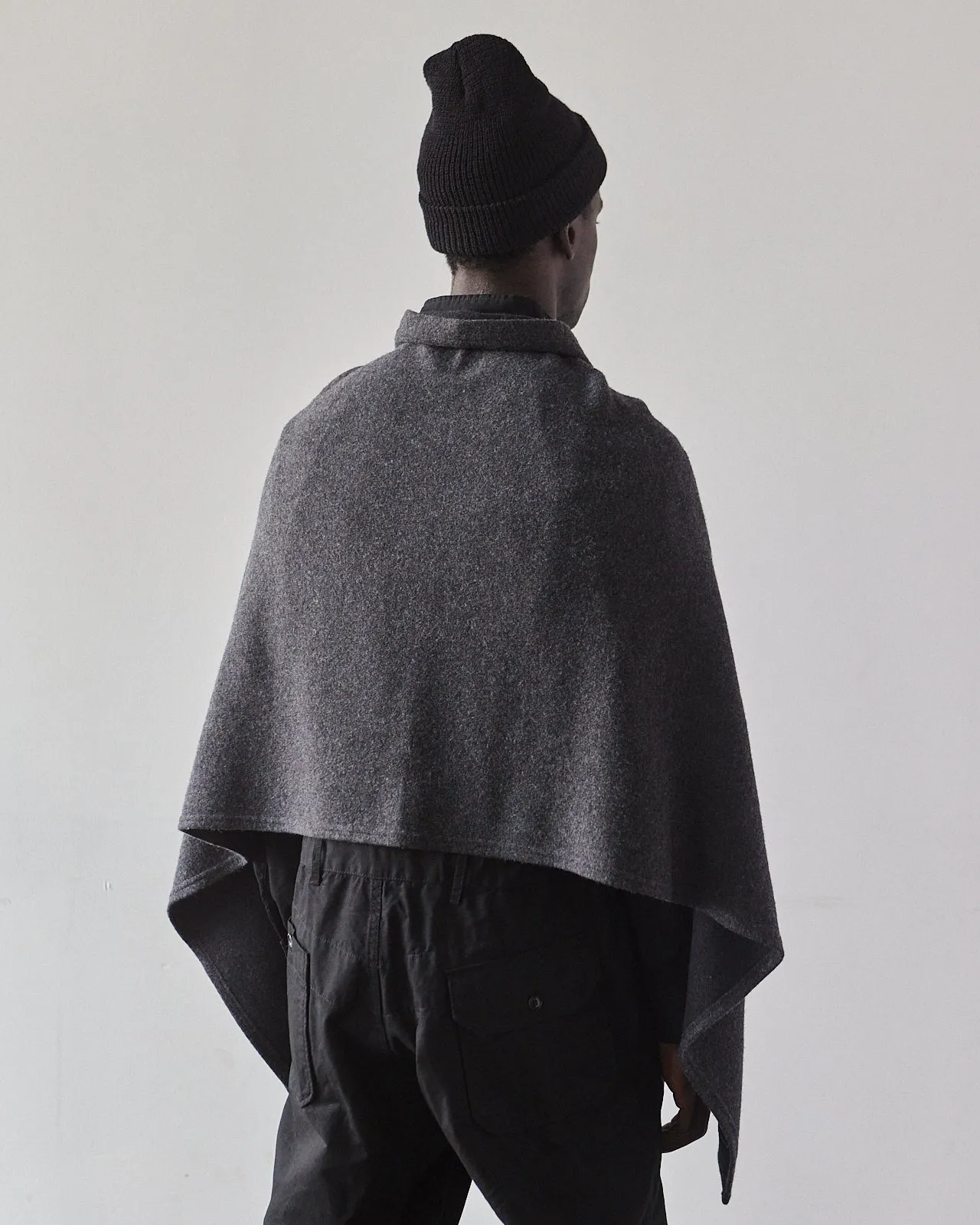 Engineered Garments Button Shawl, Heavy Charcoal Wool