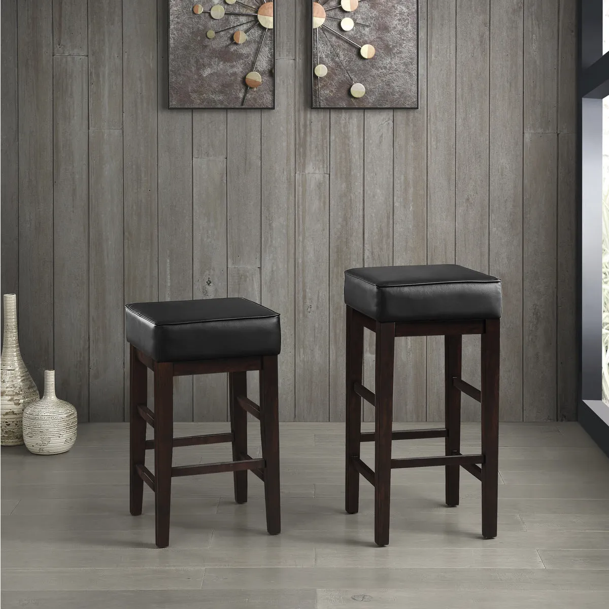 Espresso Wood Pub Height Stool - Set of 2