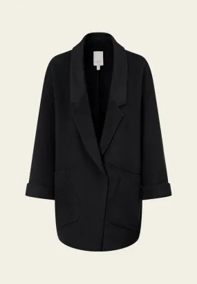 Exposed-seam Shawl-lapel Patch Pocket Cropped Coat