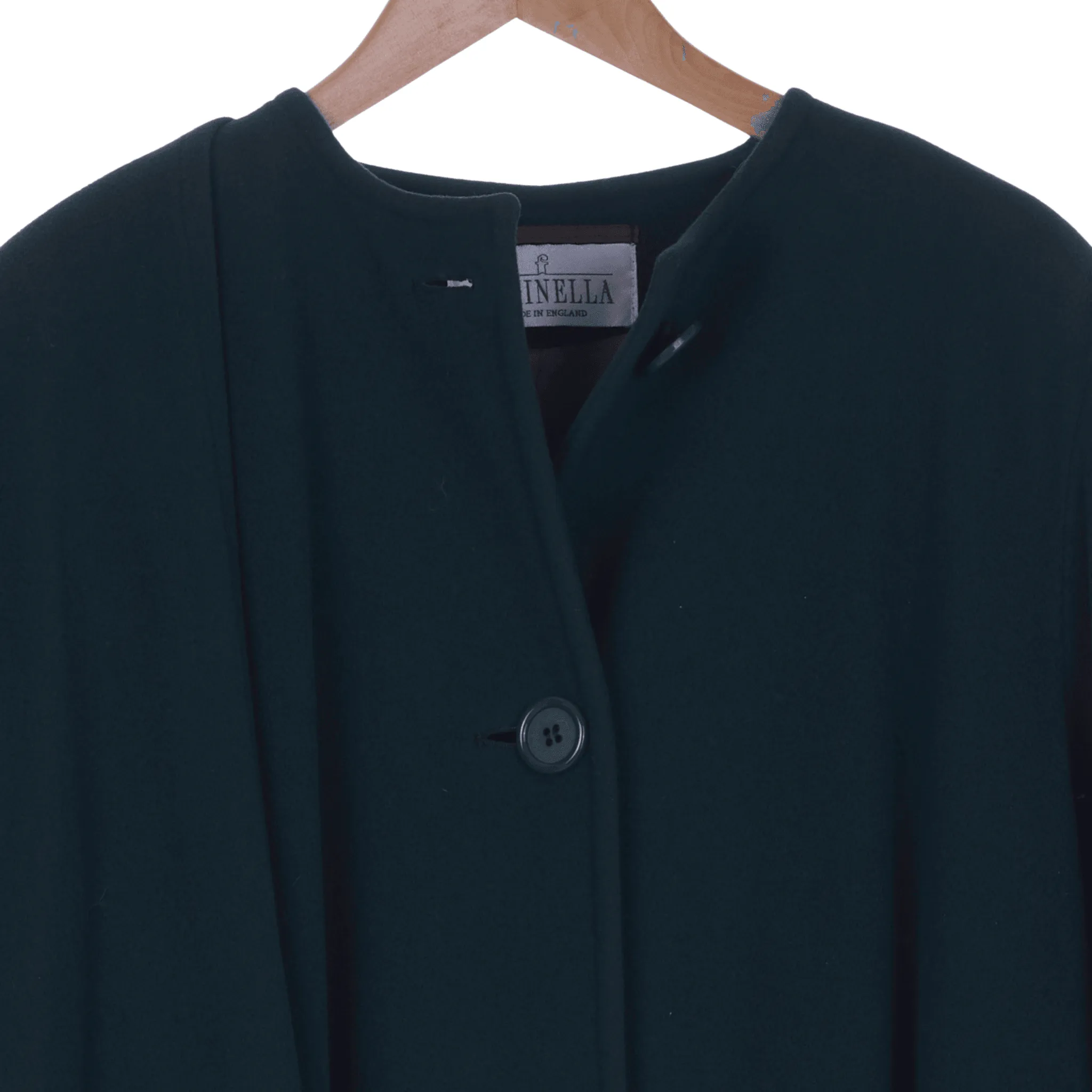 Feminella Cashmere Wool Blend Long Sleeved Bottle Green Long Coat UK size 18