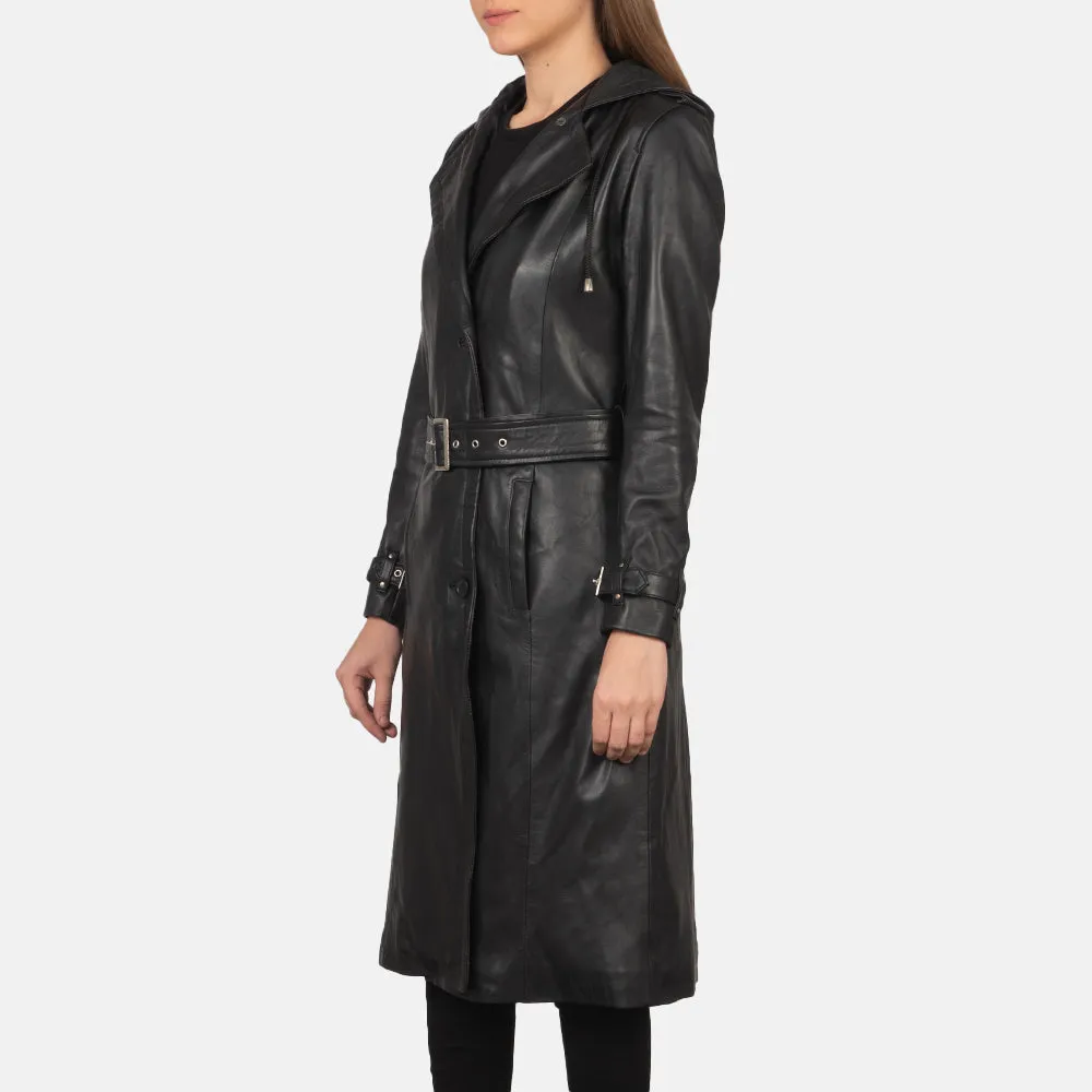 Fixon Hooded Black Trench Coat