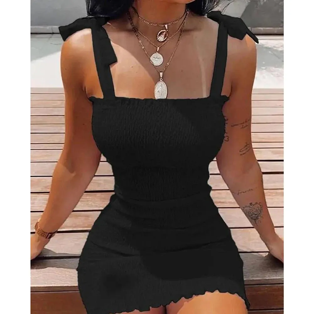 Floral Tight Camisole Dress For Women 2024 Spring Summer Beach  Female Clothing Sexy Club Mini Skirt Vestidos Casual Short Dress