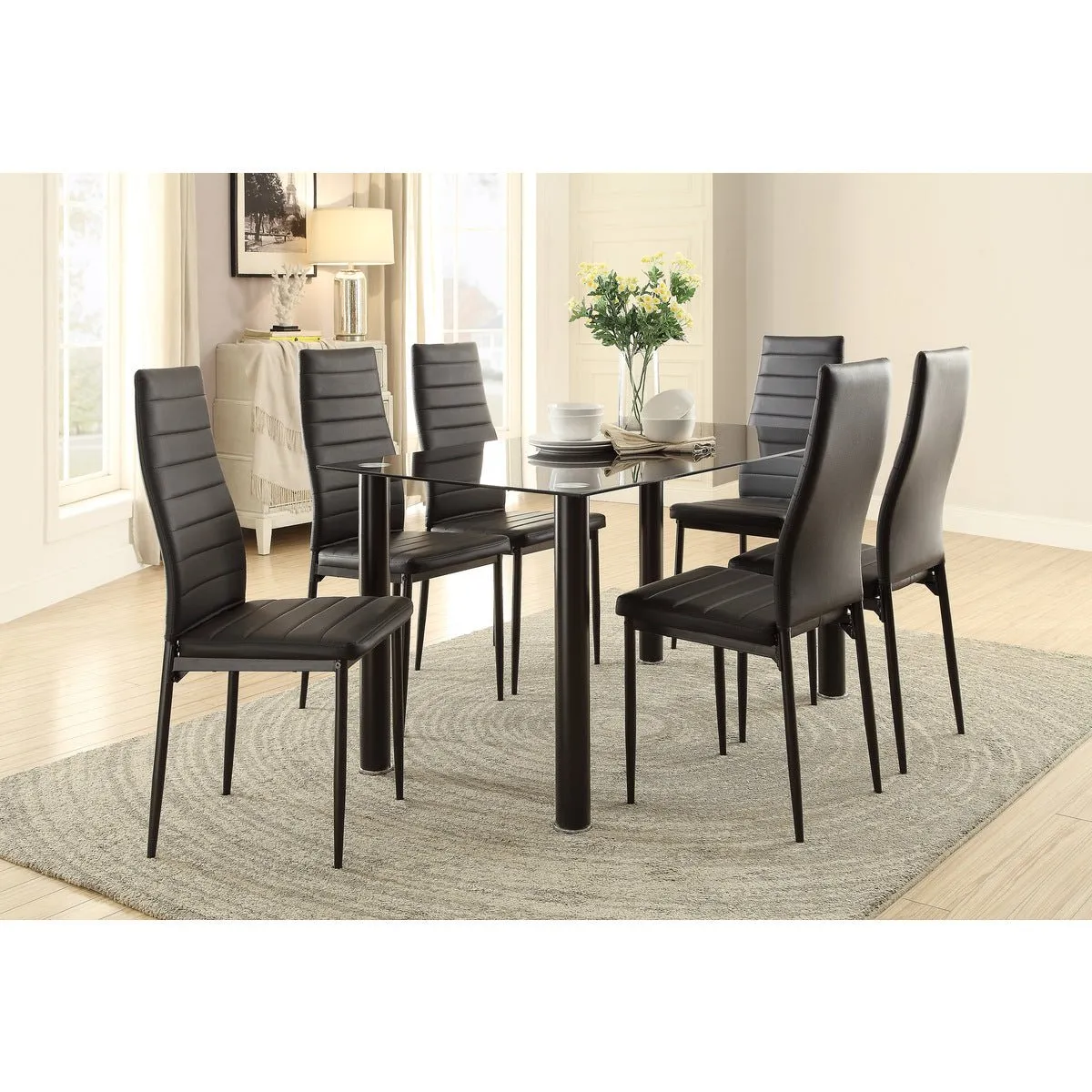 Florian Collection Black Dining Chair - Set of 2