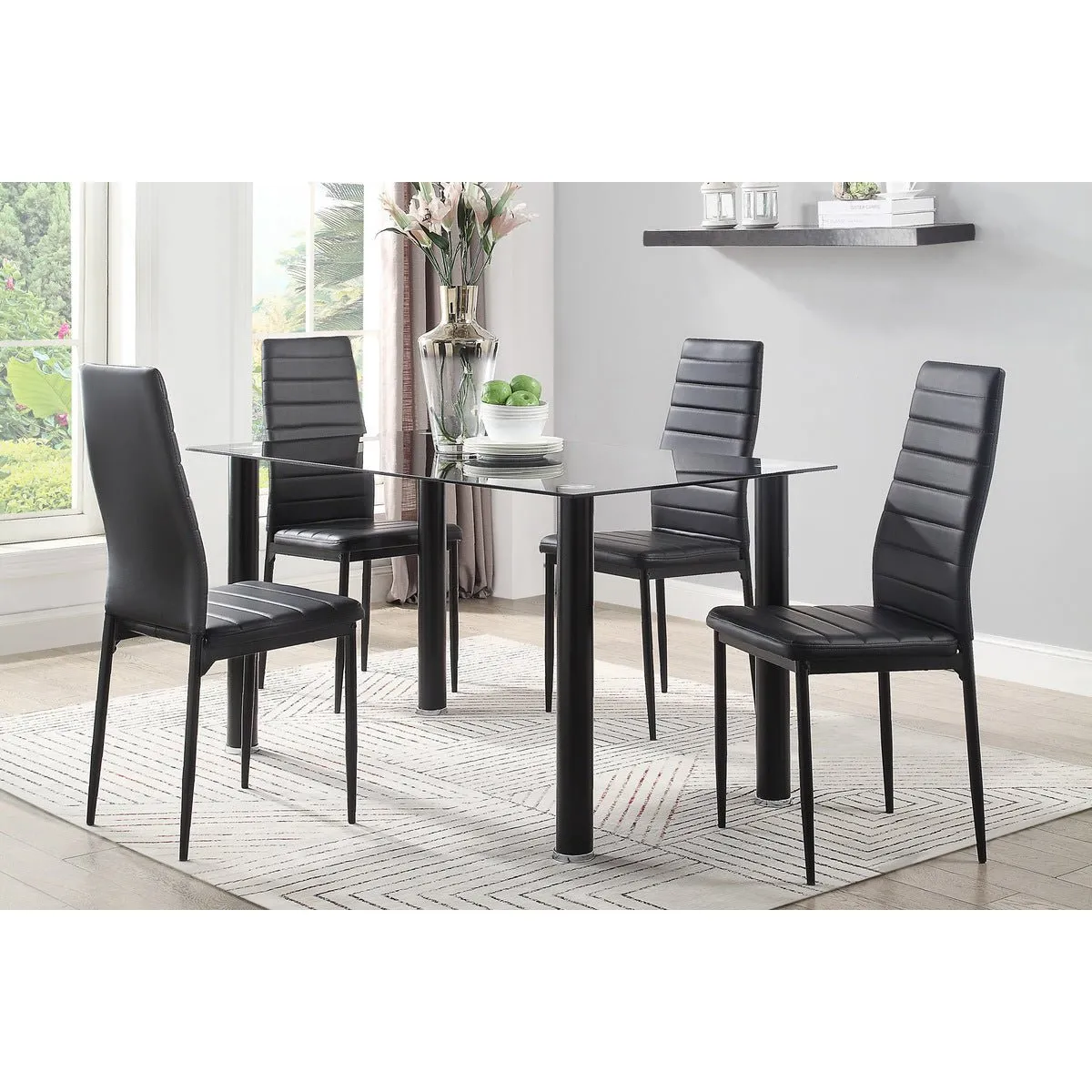 Florian Collection Black Dining Chair - Set of 2