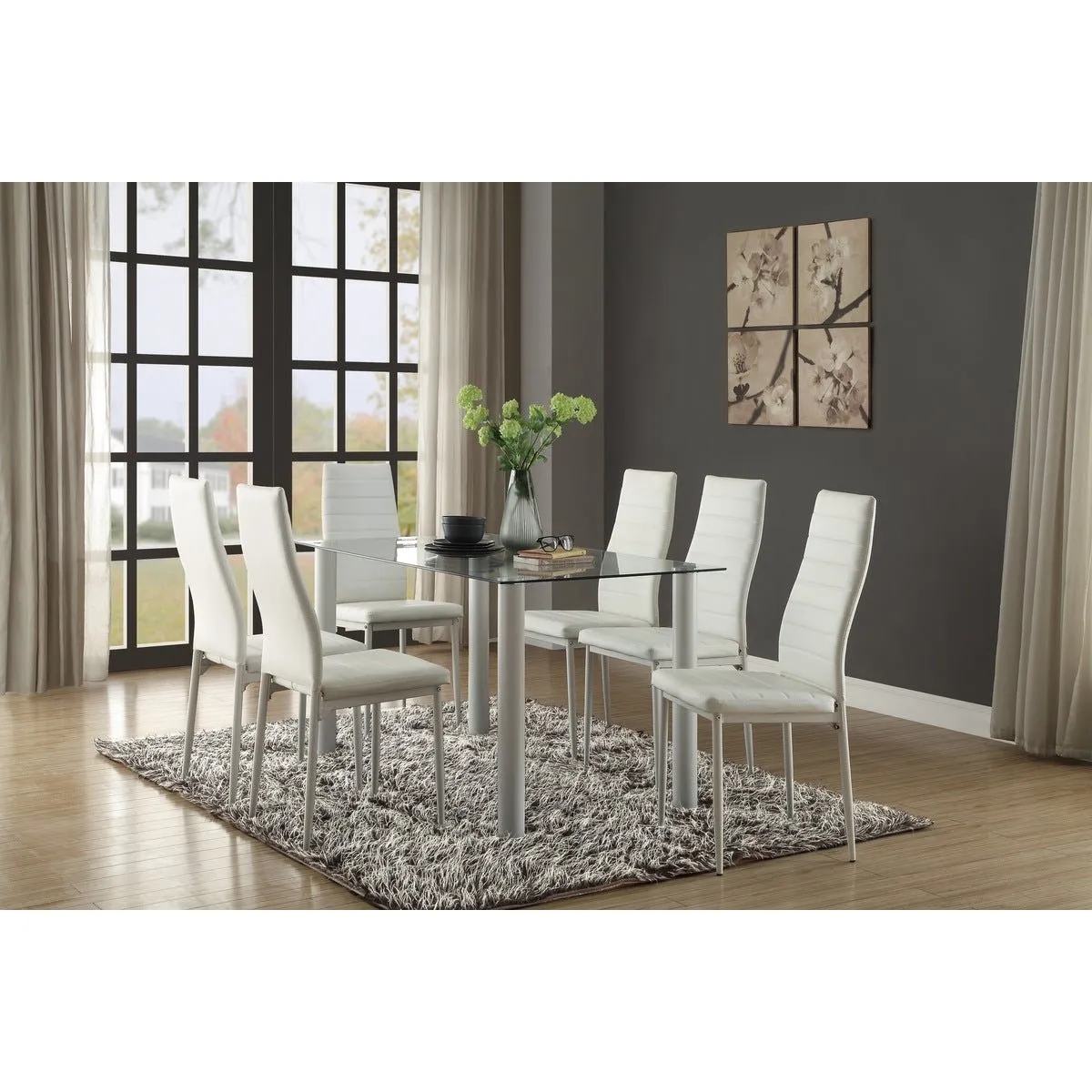 Florian Collection White Dining Chair - Set of 2