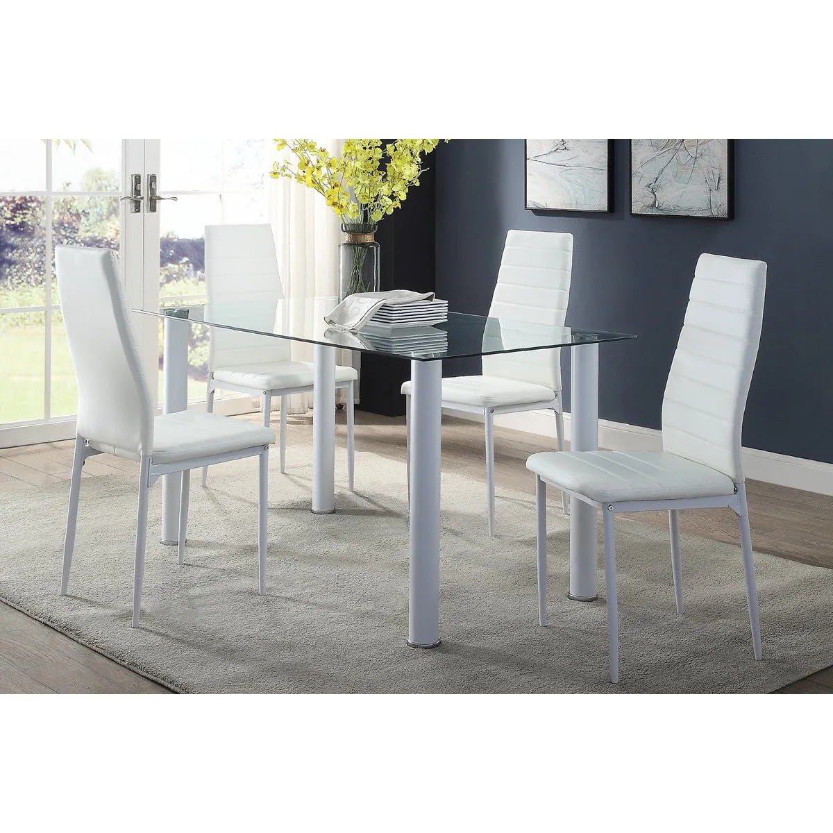 Florian Collection White Dining Chair - Set of 2