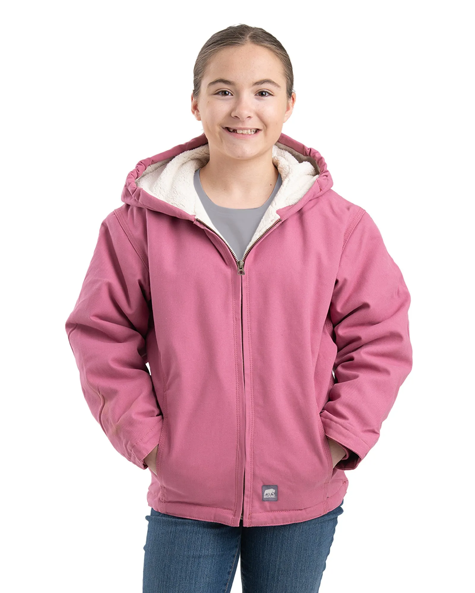 Girls' Sherpa-Lined Softstone Duck Hooded Jacket