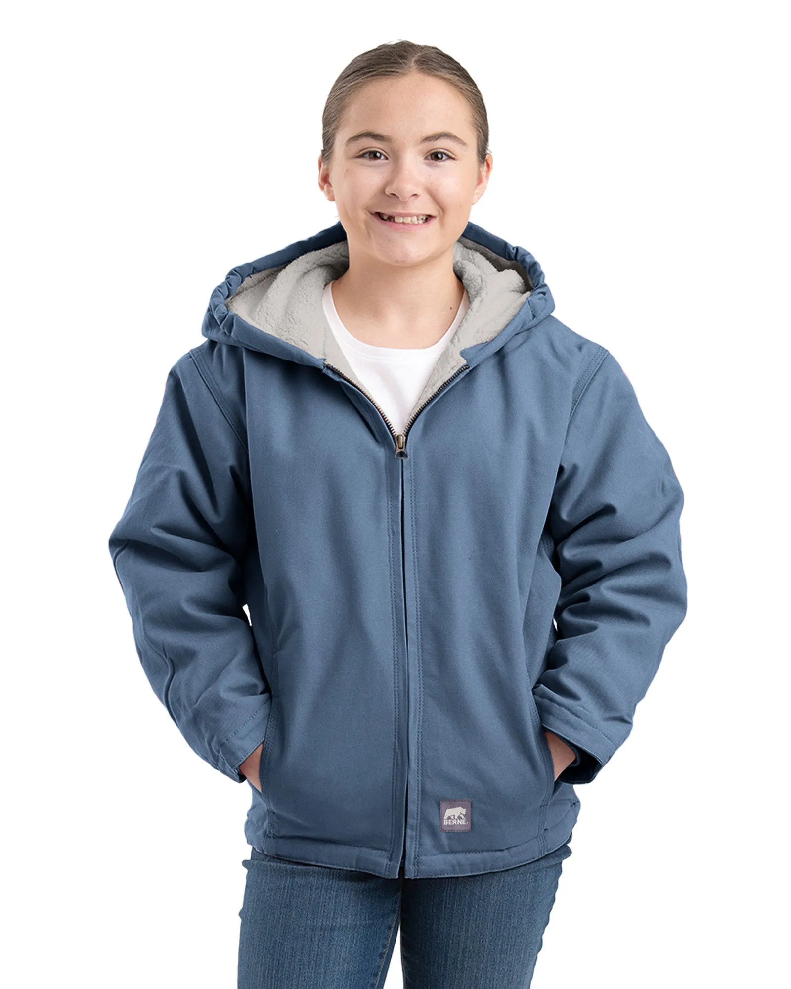 Girls' Sherpa-Lined Softstone Duck Hooded Jacket