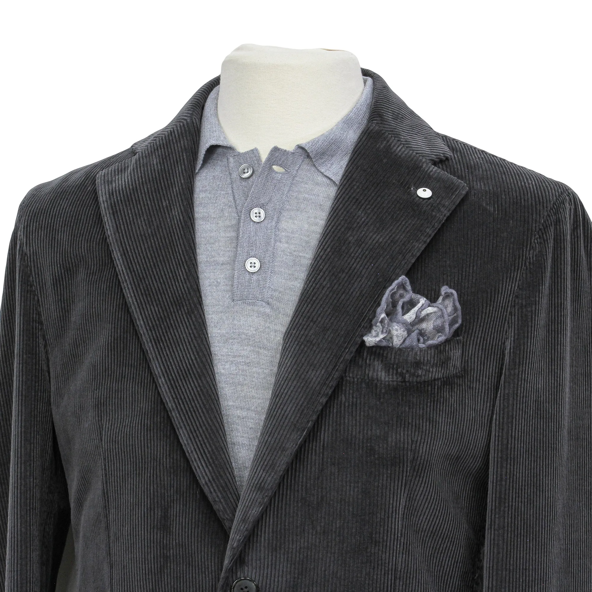 Graphite Cotton Corduroy Unconstructed Contemporary Sport Coat - L.B.M 1911