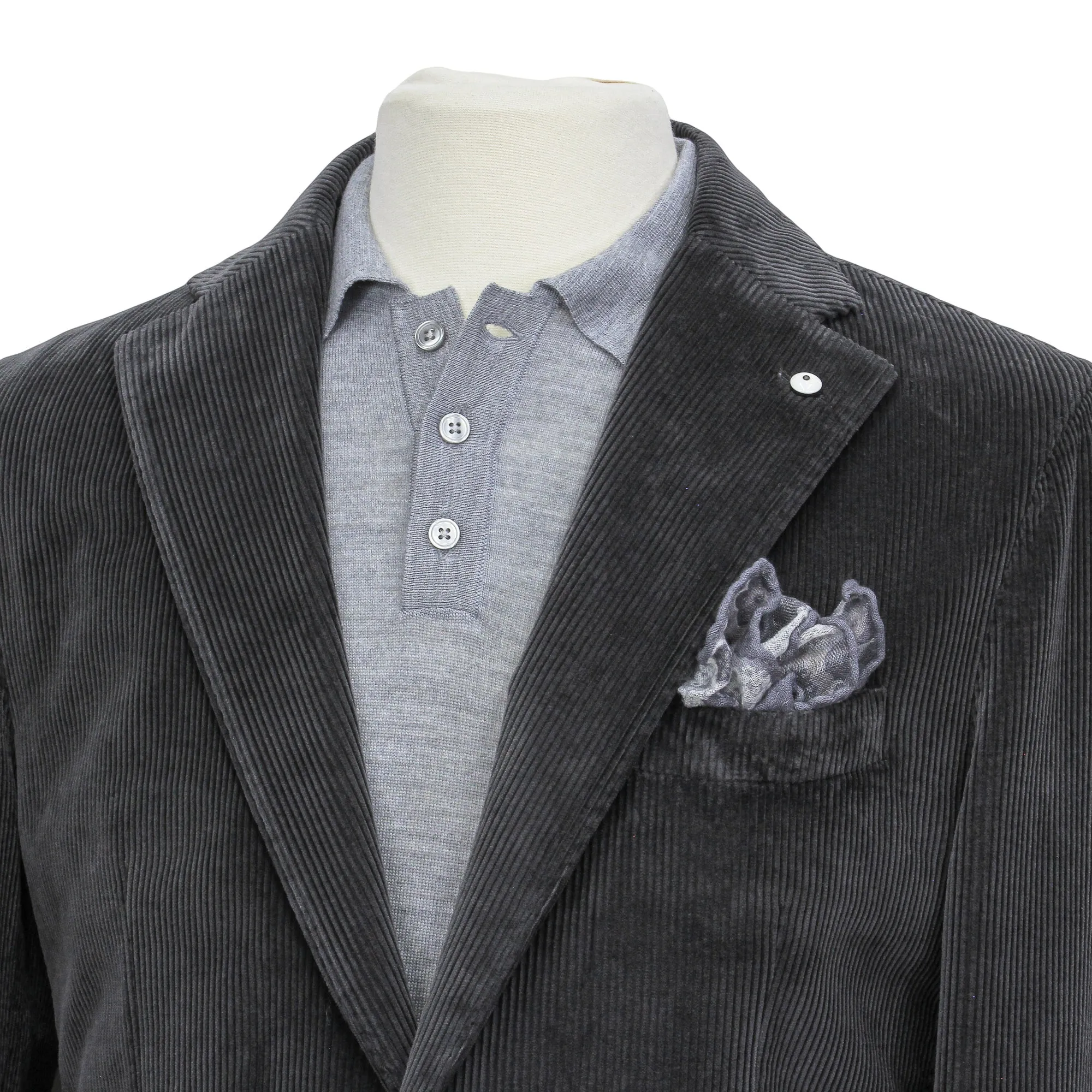 Graphite Cotton Corduroy Unconstructed Contemporary Sport Coat - L.B.M 1911