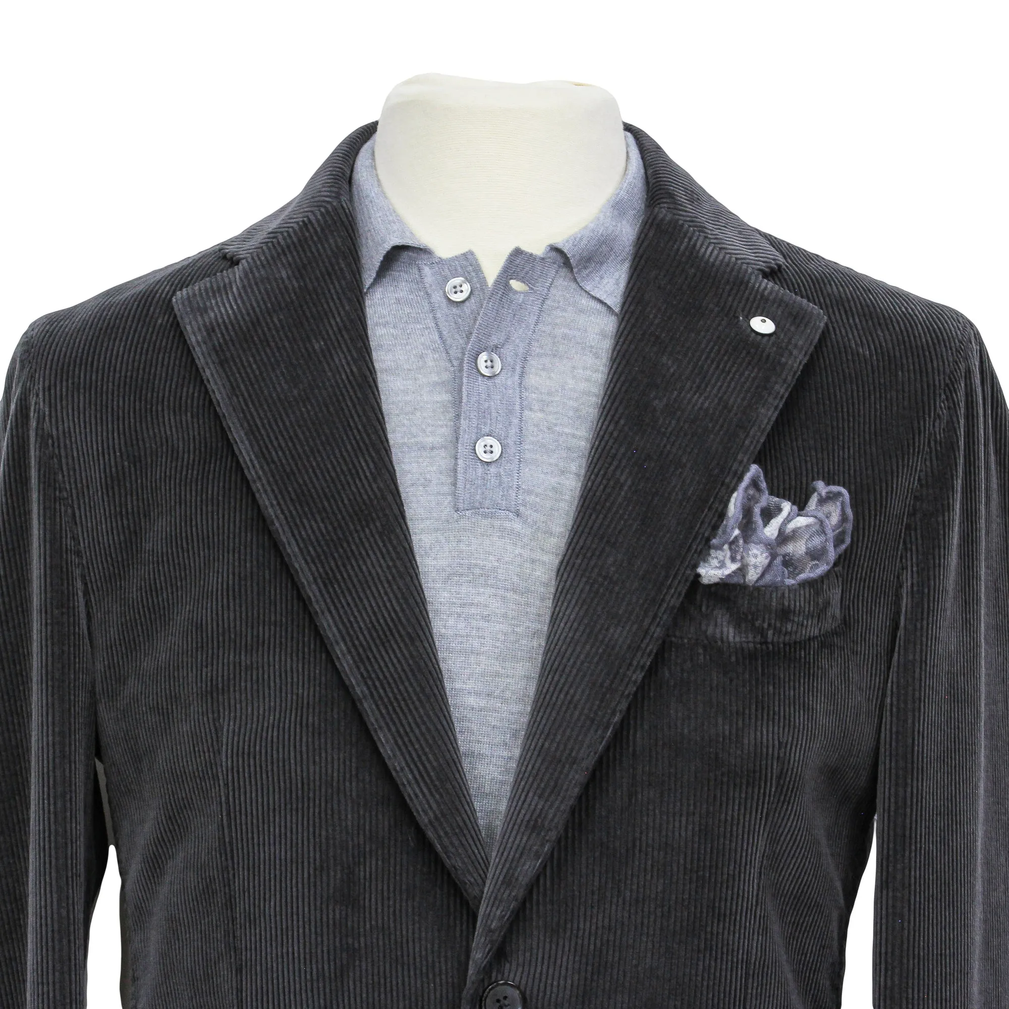 Graphite Cotton Corduroy Unconstructed Contemporary Sport Coat - L.B.M 1911