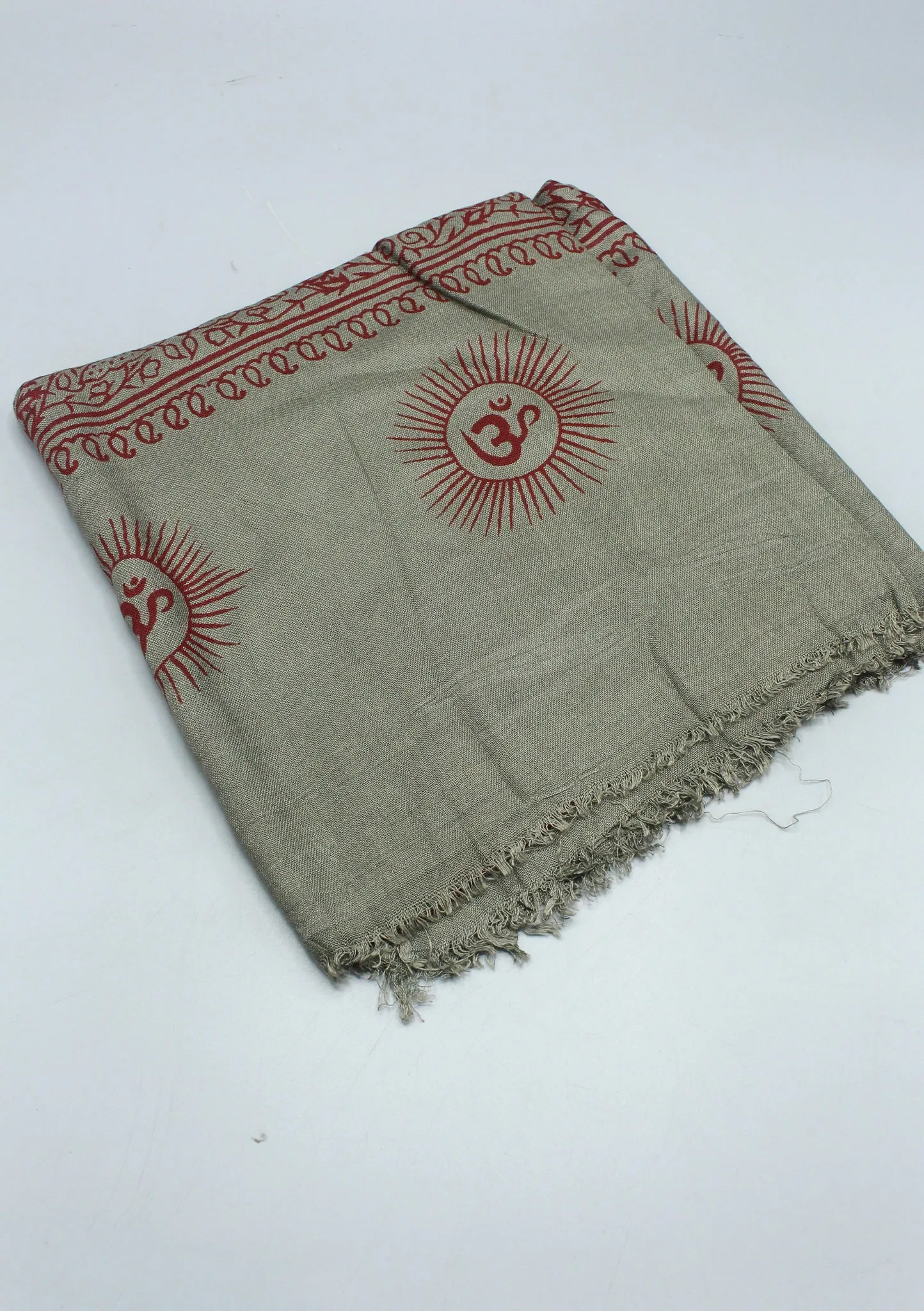 Gray Om Prayer Shawl, Large Om Meditation Scarf